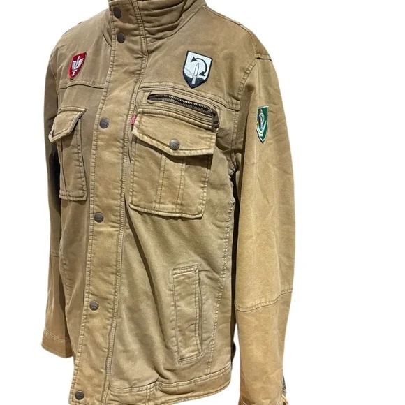 Levi's jacket, khaki-colored twill utility trucker jacket with patches. Size M - Picture 4 of 9
